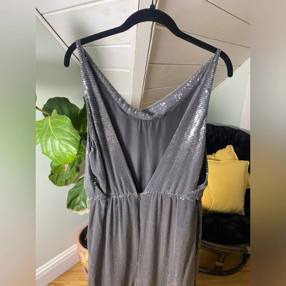 Robert Rodriguez Gunmetal Gray Sequin Silk Open Back Mini Dress Size 6 - Picture 7 of 12